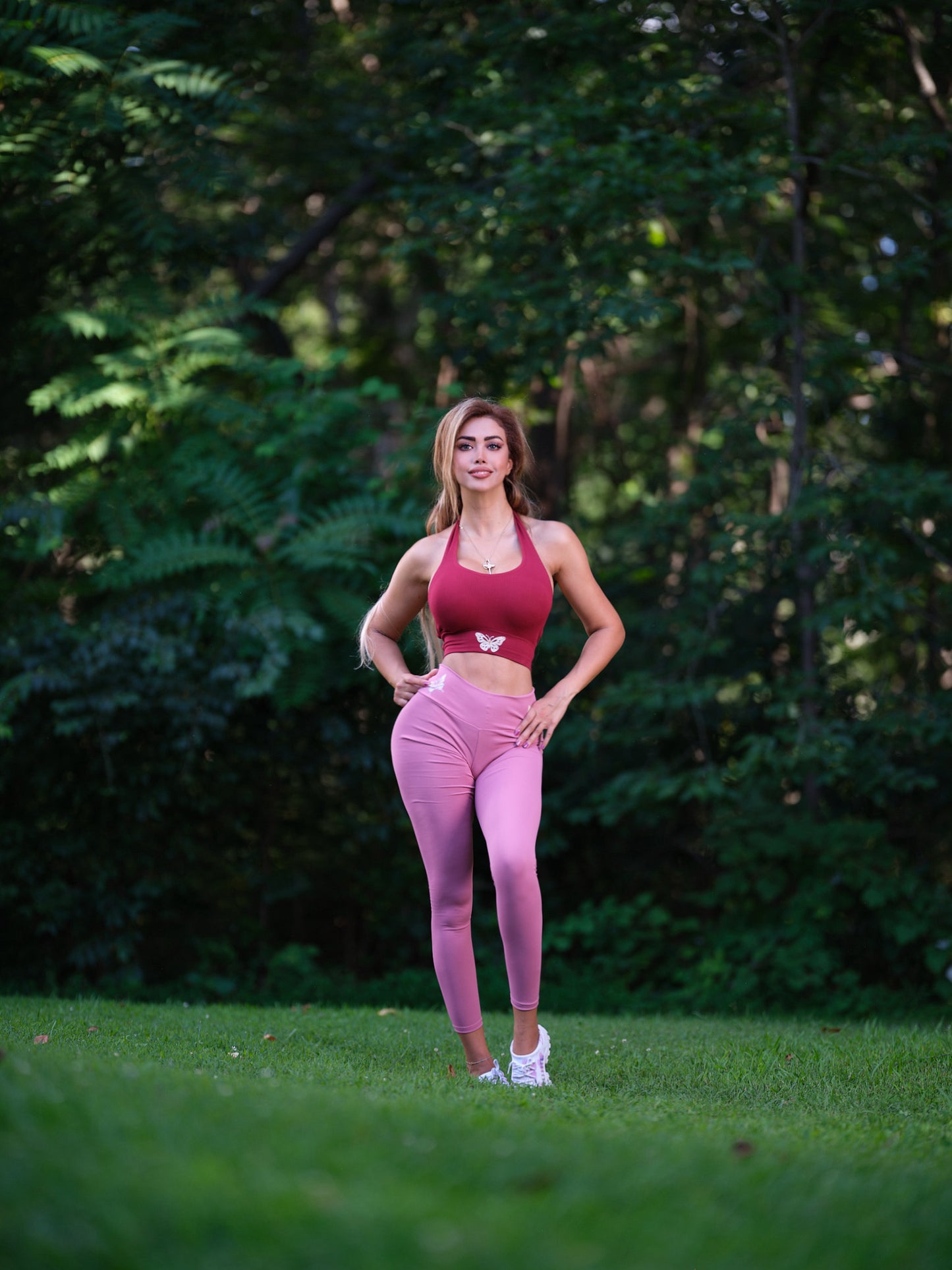 Bow pants with cross back bra