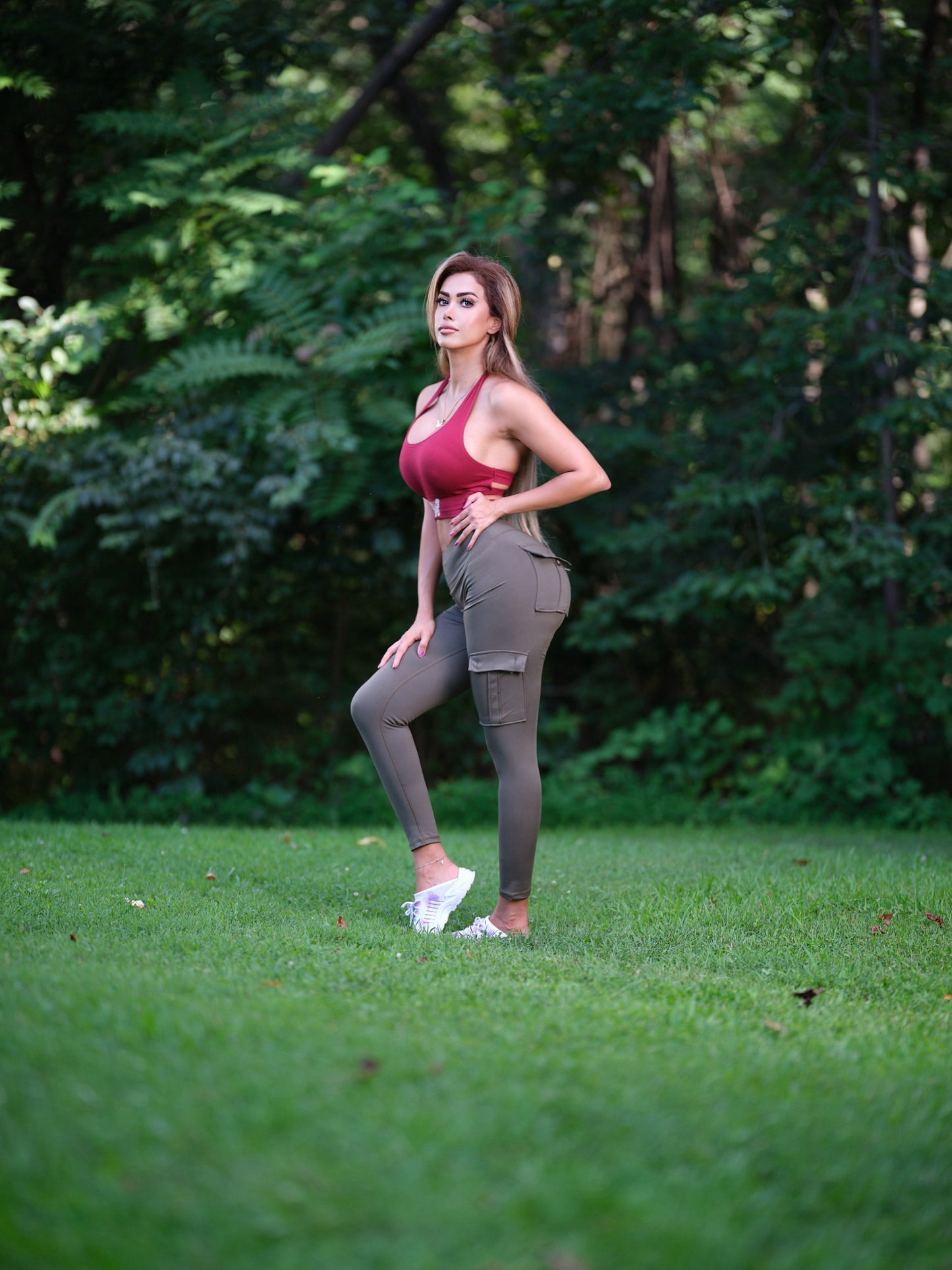 4pockets pants with cross back bra